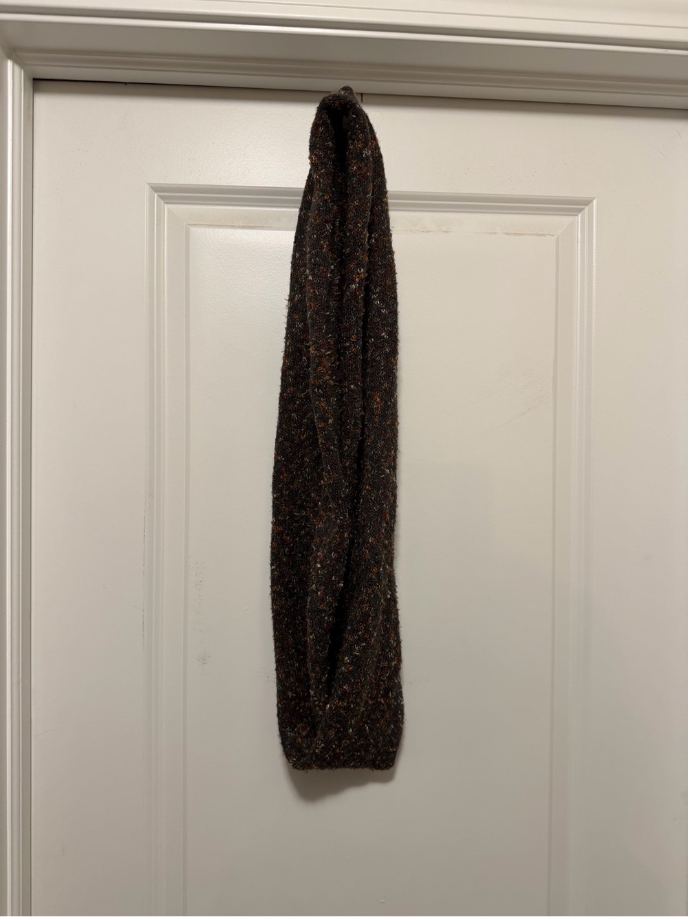 Cozy Brown Speckled Knit Infinity Scarf
